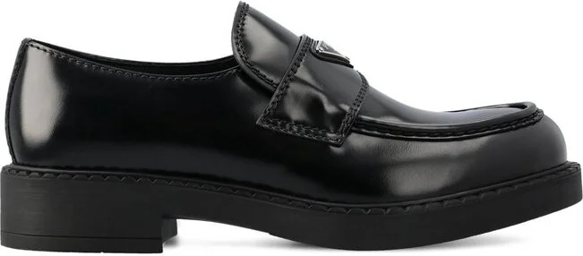 Prada Logo Plaque Slip-On Loafers