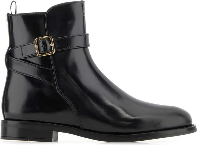 Prada Logo-Printed Round-Toe Boots