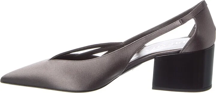 Prada Logo Satin Pointy-Toe Pump - Image 2