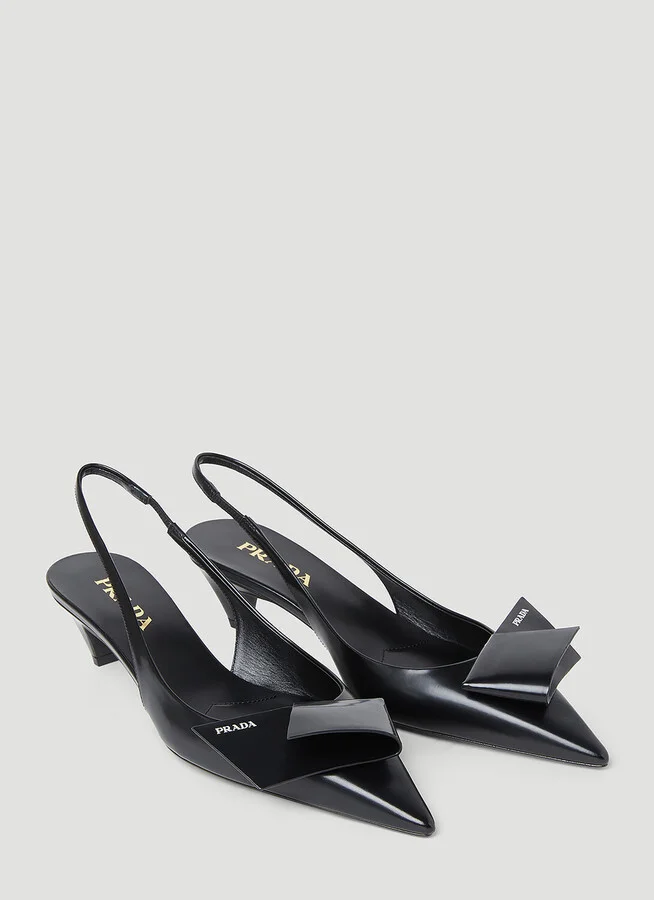 Prada Logo Slingback Heels - Woman Heels Black Eu - 40 - Image 2