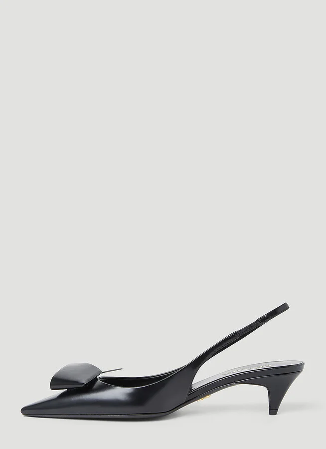 Prada Logo Slingback Heels - Woman Heels Black Eu - 40 - Image 3