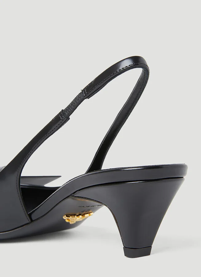 Prada Logo Slingback Heels - Woman Heels Black Eu - 40 - Image 5