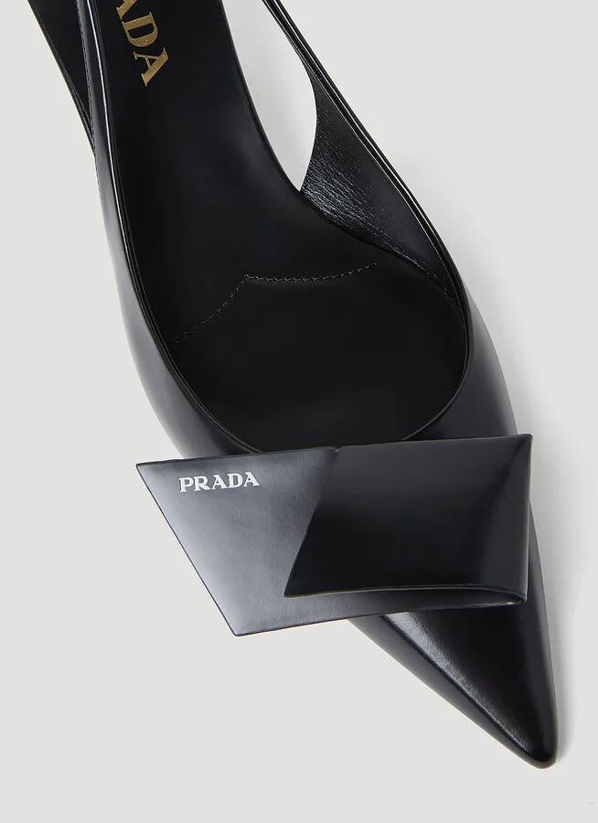 Prada Logo Slingback Heels - Woman Heels Black Eu - 40 - Image 6