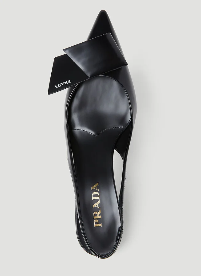 Prada Logo Slingback Heels - Woman Heels Black Eu - 40 - Image 7