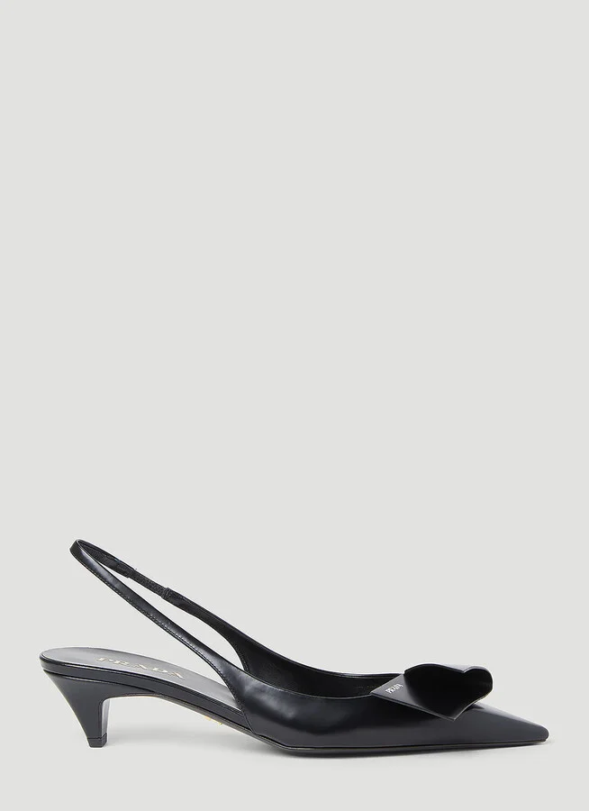 Prada Logo Slingback Heels - Woman Heels Black Eu - 40