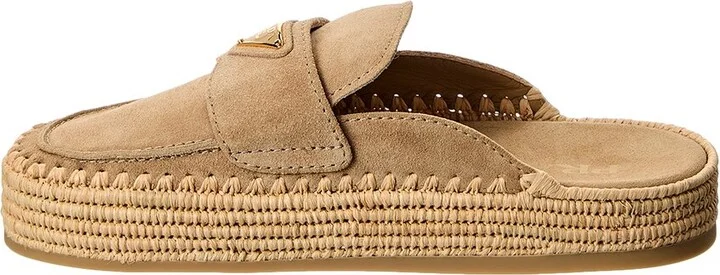 Prada Logo Suede Flatform Mule - Image 2