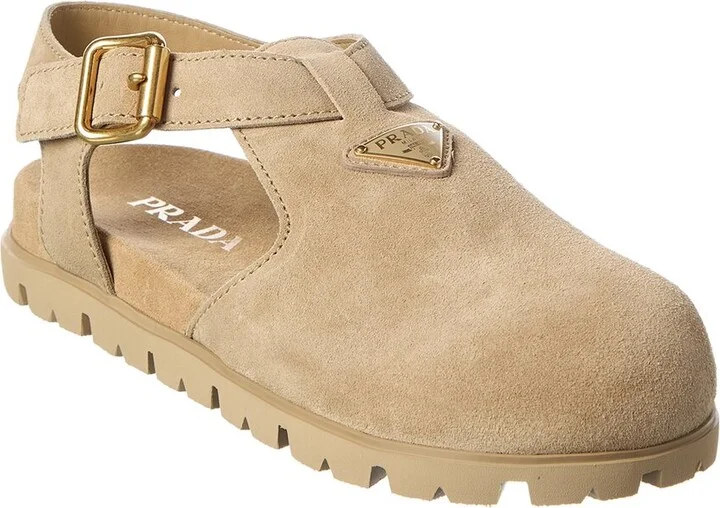 Prada Logo Suede Sandal