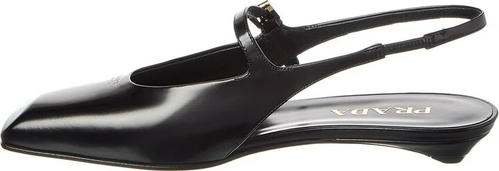 Prada Mary Jane Leather Slingback Ballerina Flat - Image 2