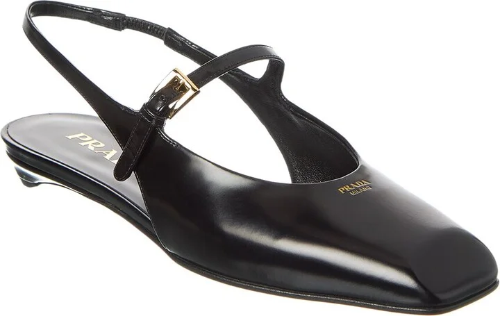 Prada Mary Jane Leather Slingback Ballerina Flat