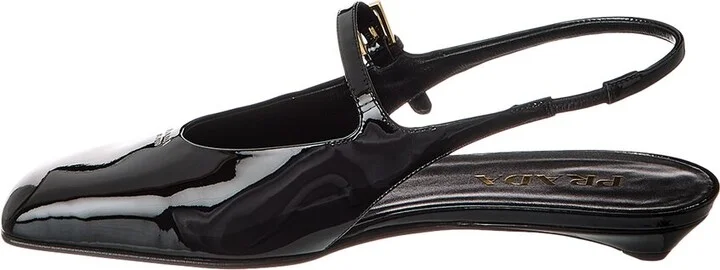 Prada Mary Jane Patent Pointy-Toe Slingback Ballerina Flat - Image 2