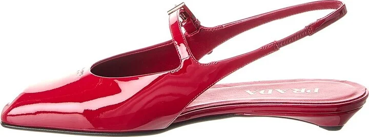 Prada Mary Jane Patent Pointy-Toe Slingback Ballerina Flat - Image 2