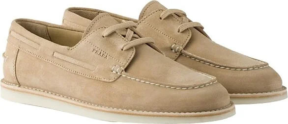 Prada Men's Bleached Suede Boat Shoes