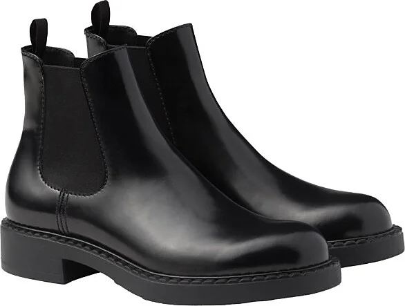 Prada Men's Brushed Leather Chelsea Boots