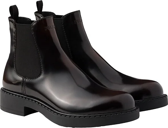 Prada Men's Brushed Leather Chelsea Boots