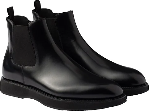 Prada Men's Brushed Leather Chelsea Boots
