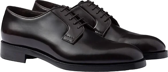 Prada Men's Brushed Leather Lace-Up Shoes