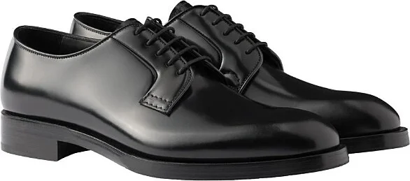 Prada Men's Brushed Leather Lace-Up Shoes