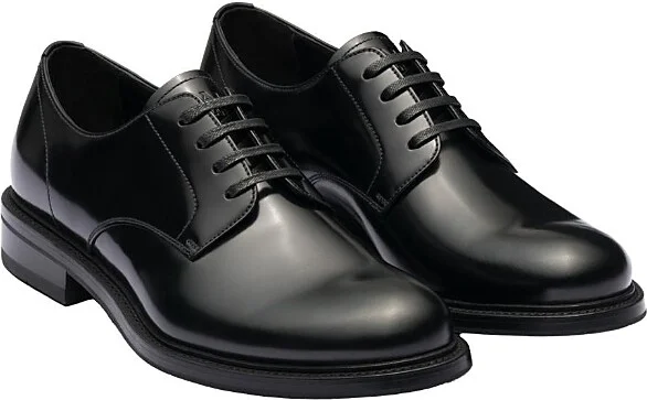 Prada Men's Brushed Leather Lace-Up Shoes