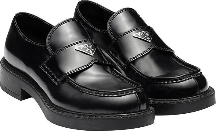 Prada Men's Chocolate Brushed Leather Loafers