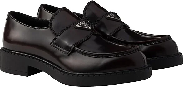 Prada Men's Chocolate Brushed Leather Loafers
