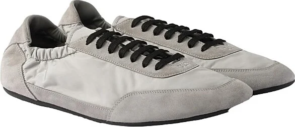 Prada Men's Collapse Re-Nylon and Suede Elasticized Sneakers