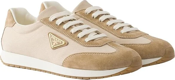 Prada Men's Drill Fabric and Suede Sneakers