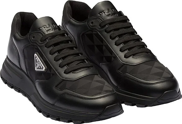 Prada Men's Leather and Re-Nylon High-Top Sneakers
