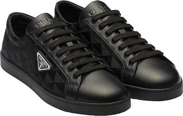 Prada Men's Leather and Re-Nylon Sneakers