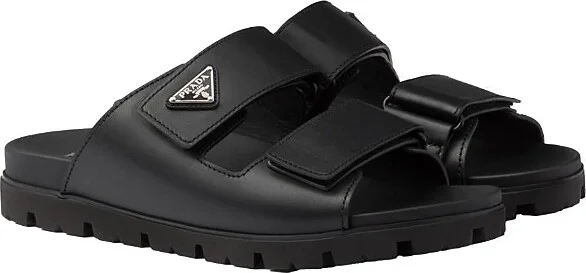 Prada Men's Leather Strap Slides