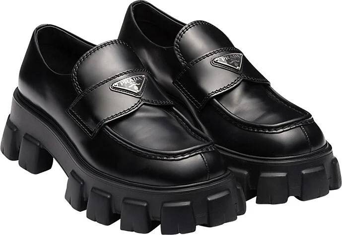 Prada Men's Monolith Brushed Leather Loafers