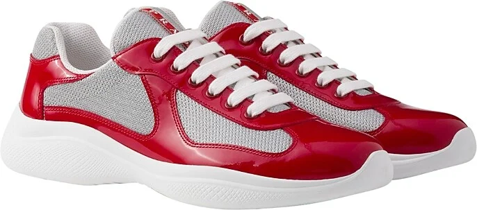 Prada Men's Patent Leather and Technical Fabric America's Cup Sneakers