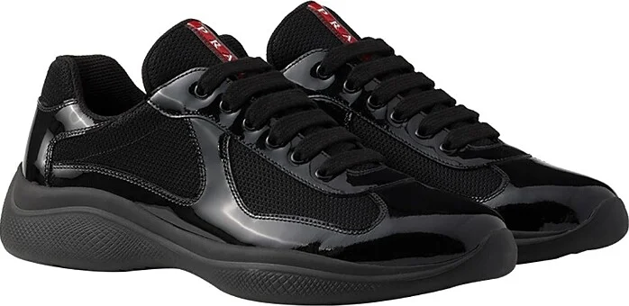 Prada Men's Patent Leather and Technical Fabric America's Cup Sneakers