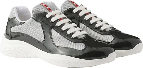 Prada Men's Patent Leather and Technical Fabric America's Cup Sneakers