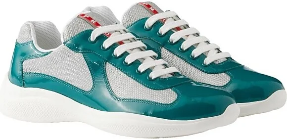 Prada Men's Patent Leather and Technical Fabric America's Cup Sneakers