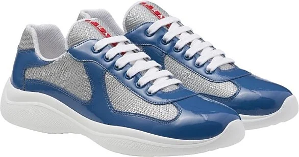Prada Men's Patent Leather and Technical Fabric America's Cup Sneakers