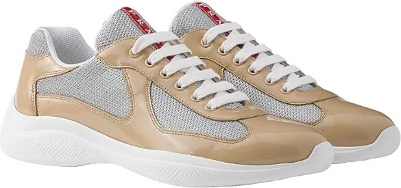 Prada Men's Patent Leather and Technical Fabric America's Cup Sneakers