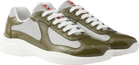 Prada Men's Patent Leather and Technical Fabric America's Cup Sneakers