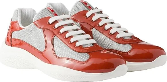 Prada Men's Patent Leather and Technical Fabric America's Cup Sneakers