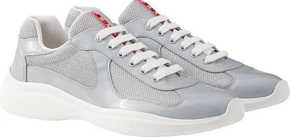 Prada Men's Patent Leather and Technical Fabric America's Cup Sneakers