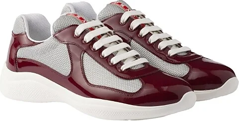 Prada Men's Patent Leather and Technical Fabric America's Cup Sneakers