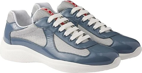 Prada Men's Patent Leather and Technical Fabric America's Cup Sneakers