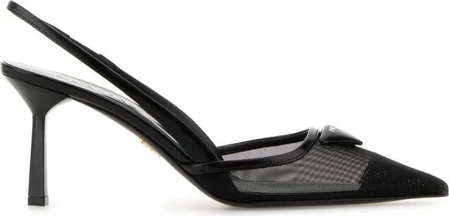 Prada Mesh-Panelled Slingback Pumps
