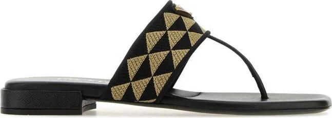 Prada Monogrammed Flat Sandals
