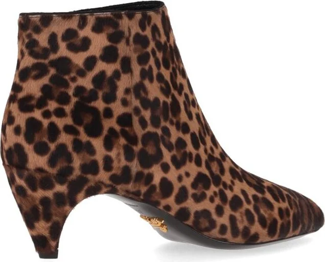 Prada Pointed Leopard Cavallino Boots - Image 4