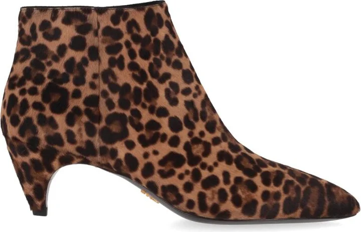 Prada Pointed Leopard Cavallino Boots