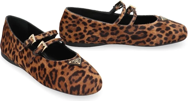 Prada Printed Leather Ballet Flats - Image 3