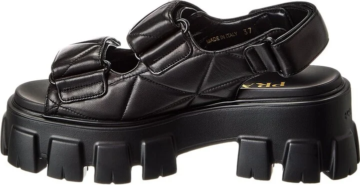 Prada Quilted Leather Platform Sandal - Image 2