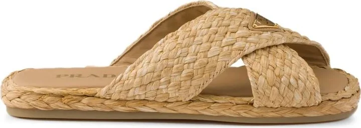 Prada Raffia Slides