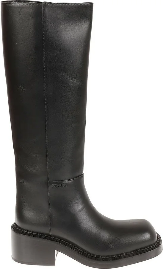 Prada Round-Toe Knee-High Boots