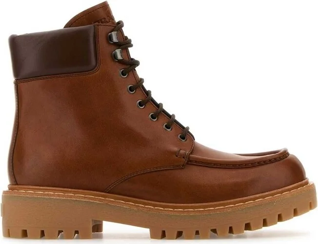 Prada Round-Toe Lace-Up Boots